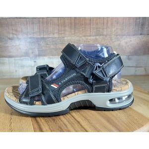 Fashion Sandals Unisex EU 40 US Mens 7 Womens 9 Black‎ Leather Bubble Heel